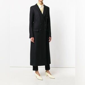 CELINE PHOEBE PHILO BLACK WOOL DOUBLE BREASTED COAT SIZE 36